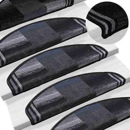 Treppenmatten Selbstklebend 15 Stk. Schwarz und Grau 65x21x4 cm
