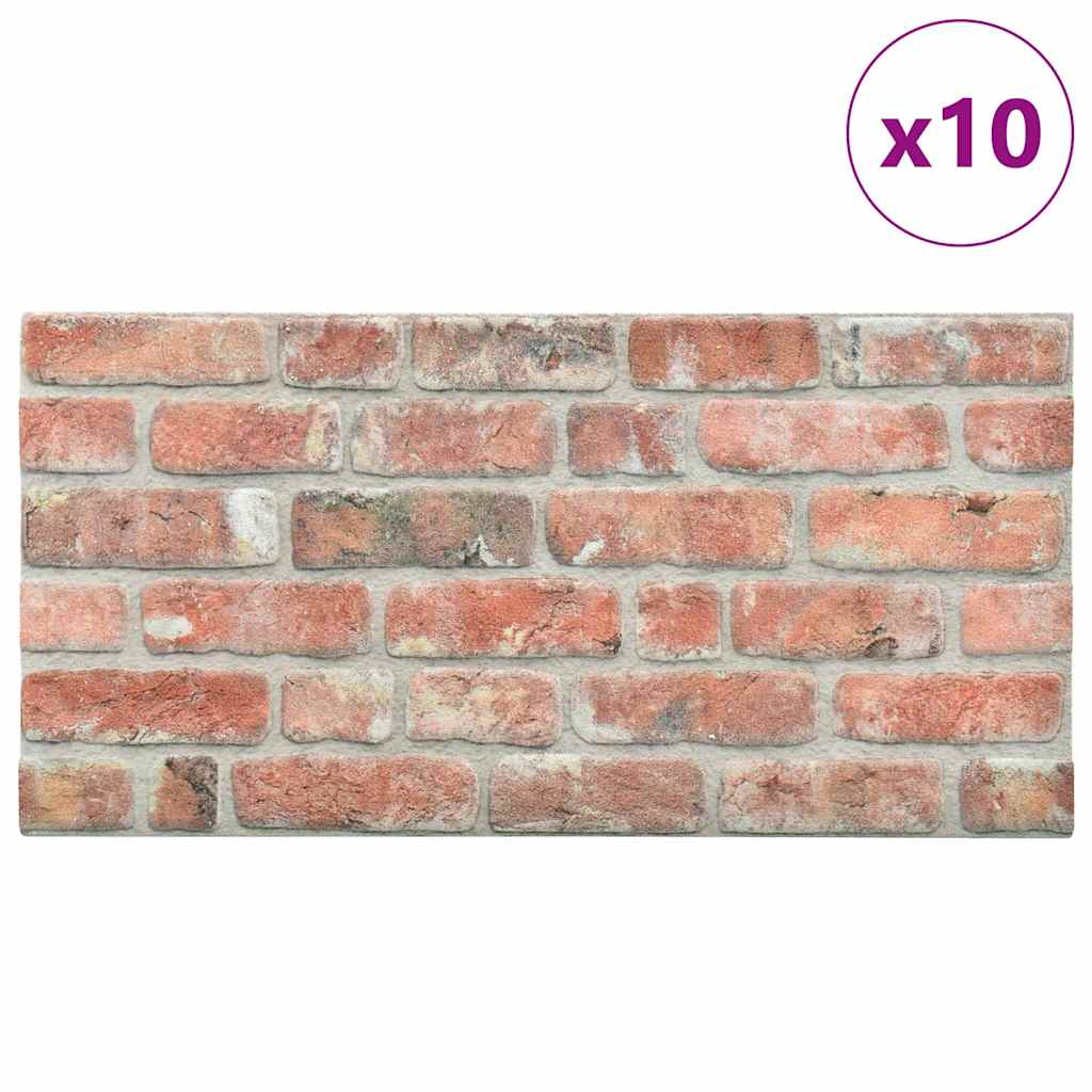 3D-Wandpaneele 10 Stk. Rot Backstein-Optik EPS