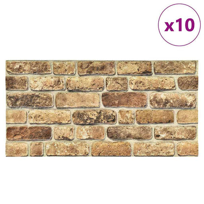 3D vægpaneler 10 stk Sandfarvet murstenslook EPS