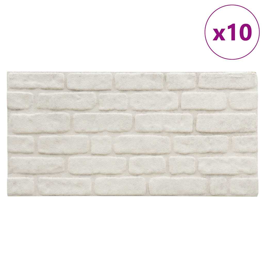 3D-Wandpaneele 10 Stk. Weiß Backstein-Optik EPS