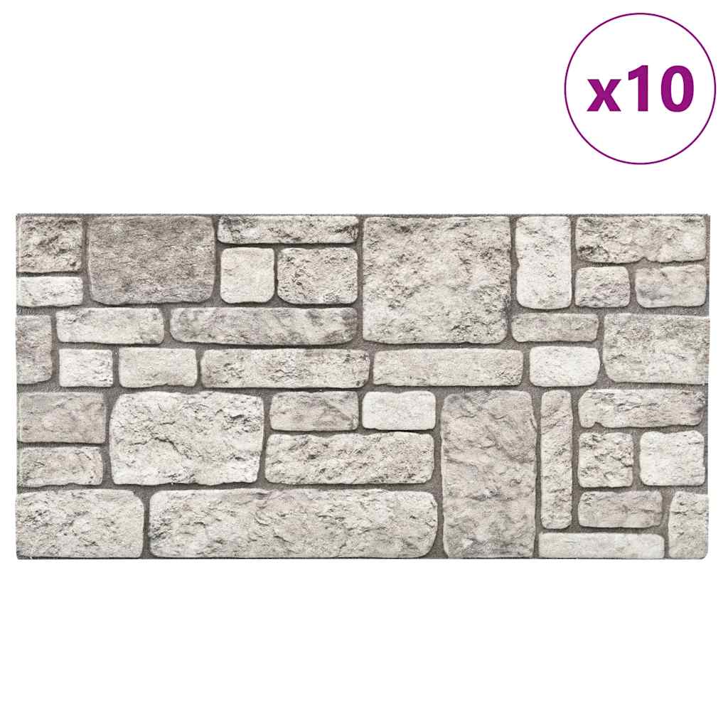 3D-Wandpaneele 10 Stk. Grau Backstein-Optik EPS