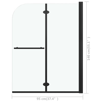 Faltbare Duschkabine 2 Paneele ESG 95x140 cm Schwarz