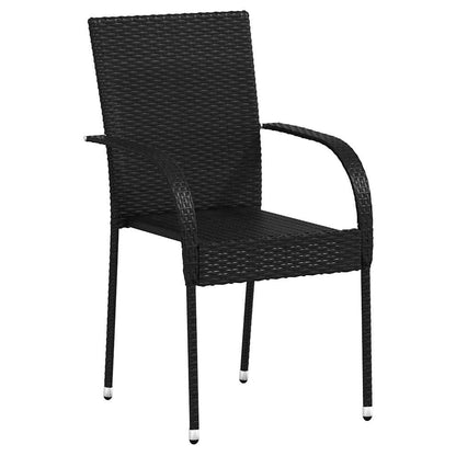 Stapelbare Gartenstühle 6 Stk. Poly Rattan Schwarz