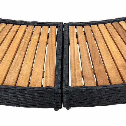 Whirlpool-Umrandung Schwarz Poly Rattan & Massivholz Akazie