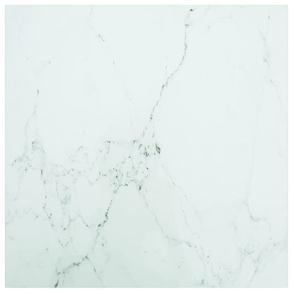 Tischplatte Weiß 60x60 cm 6 mm Hartglas in Marmoroptik