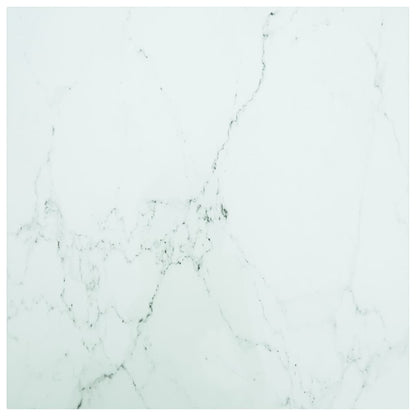 Tischplatte Weiß 70x70 cm 6 mm Hartglas in Marmoroptik