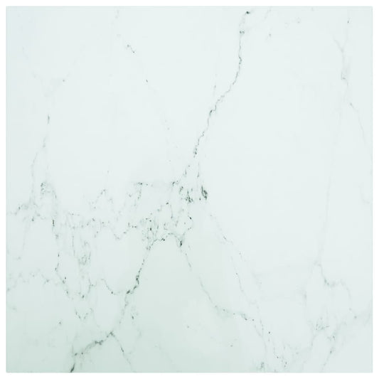 Tischplatte Weiß 70x70 cm 6 mm Hartglas in Marmoroptik