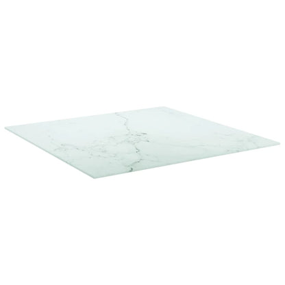 Tischplatte Weiß 70x70 cm 6 mm Hartglas in Marmoroptik