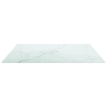 Tischplatte Weiß 70x70 cm 6 mm Hartglas in Marmoroptik
