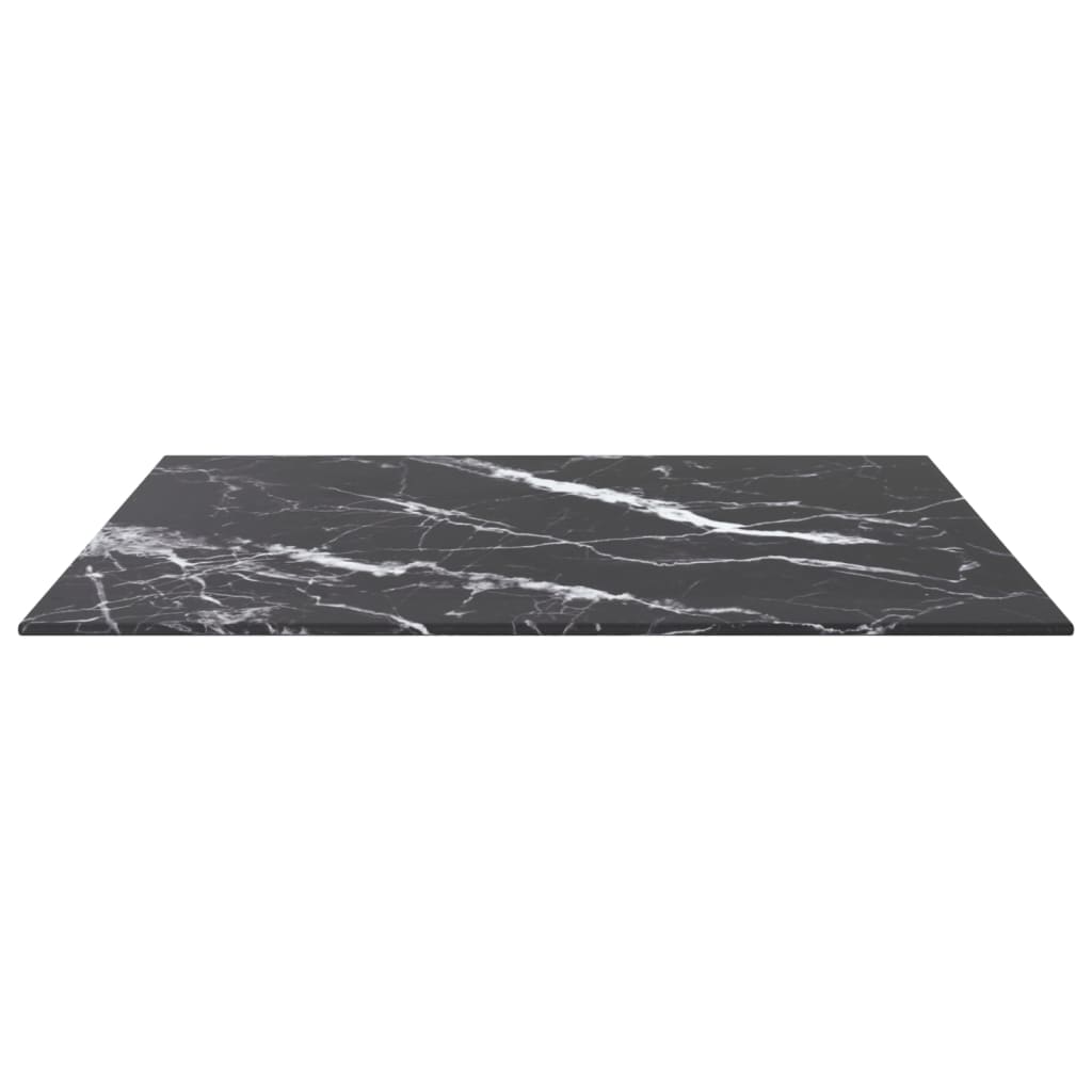 Tischplatte Schwarz 60x60 cm 6 mm Hartglas in Marmoroptik