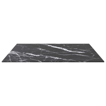 Tischplatte Schwarz 70x70 cm 6 mm Hartglas in Marmoroptik