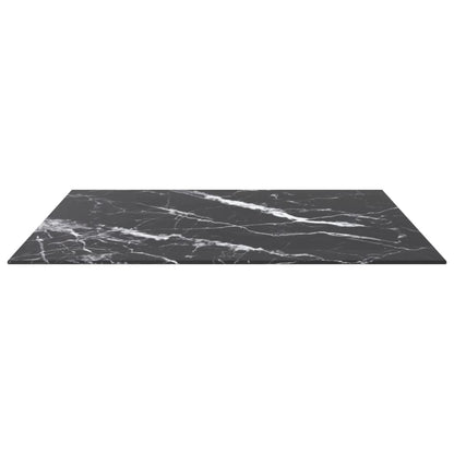Tischplatte Schwarz 80x80 cm 6 mm Hartglas in Marmoroptik