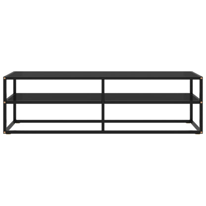 TV-Schrank Schwarz mit Schwarzem Hartglas 140x40x40 cm