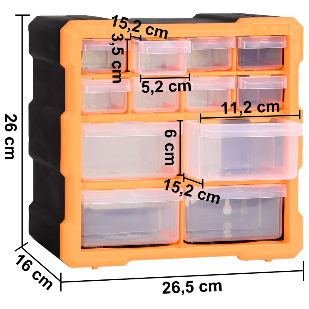 Multi-Drawer Organizer 2 stk 12 skuffer 26,5x16x26 cm
