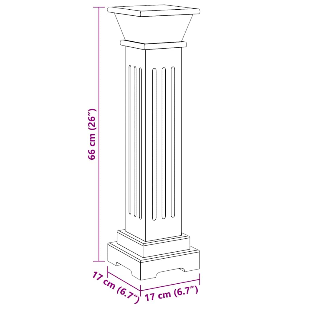 Klassischer Säulen-Pflanzenständer Helles Holz 17x17x66 cm