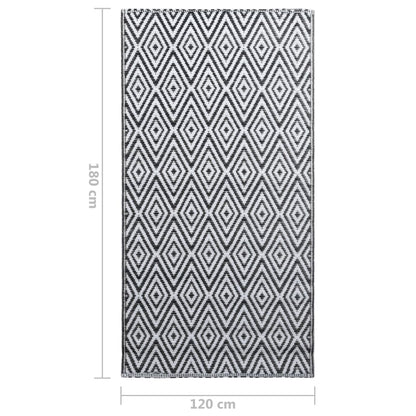 Outdoor-Teppich ARAKIL Weiß und Schwarz 120x180 cm PP