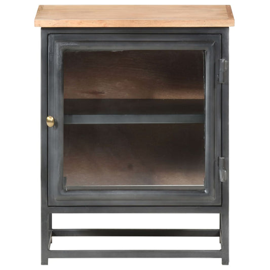 Nachttisch Grau 40x30x50 cm Massivholz Akazie