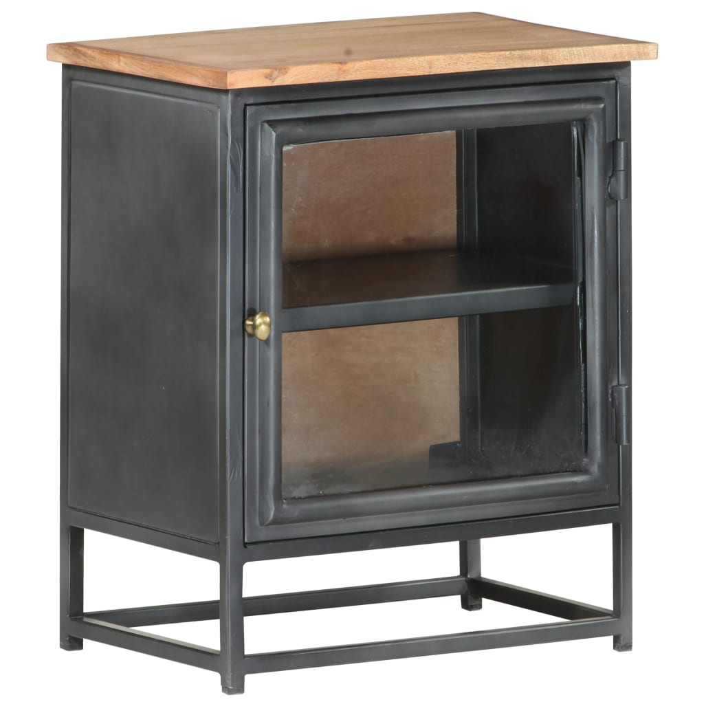 Nachttisch Grau 40x30x50 cm Massivholz Akazie
