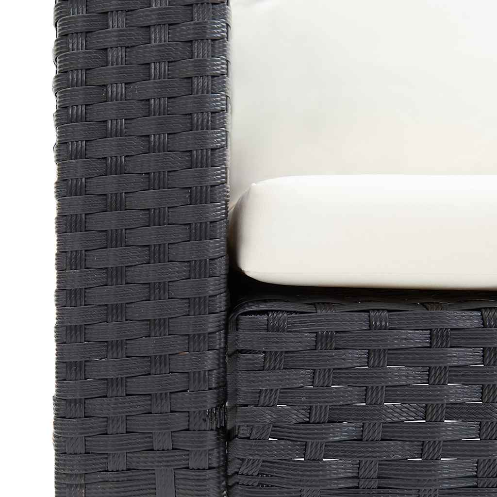 3-Sitzer-Gartensofa mit Auflagen Poly Rattan Schwarz