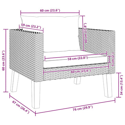 1-Sitzer-Gartensofa mit Auflagen Poly Rattan Beige