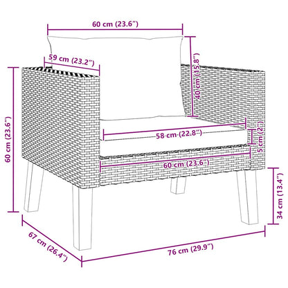 1-Sitzer-Gartensofa mit Auflagen Poly Rattan Schwarz