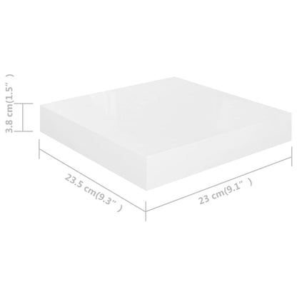 Schweberegale 2 Stk. Hochglanz-Weiß 23x23,5x3,8 cm MDF