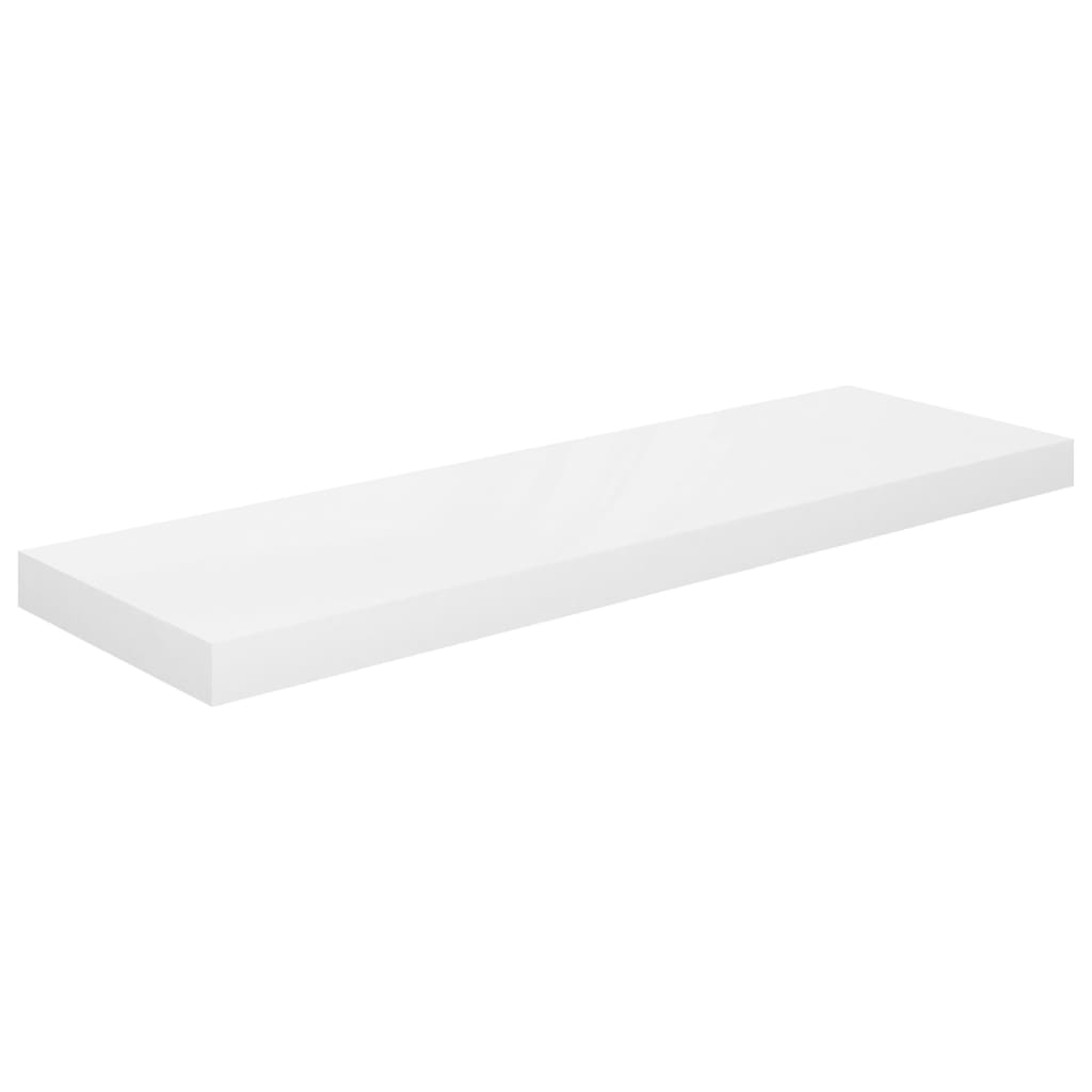 Flydende hylde højglans hvid 80x23,5x3,8 cm MDF