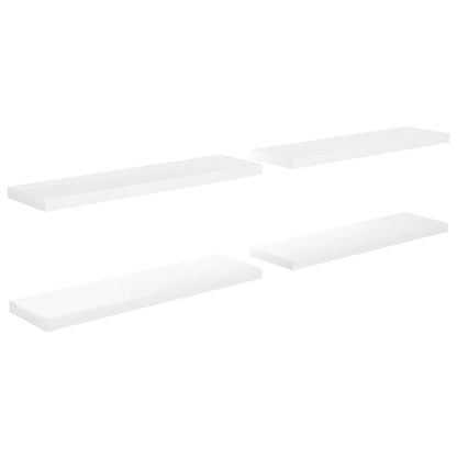 Flydende hylder 4 stk Højglans hvid 90x23,5x3,8 cm MDF
