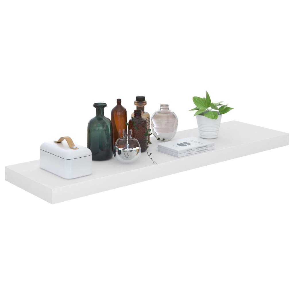 Flydende hylder 4 stk Højglans hvid 90x23,5x3,8 cm MDF