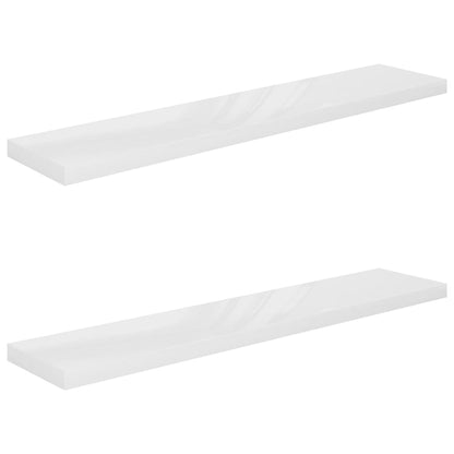 Schweberegale 2 Stk. Hochglanz-Weiß 120x23,5x3,8 cm MDF