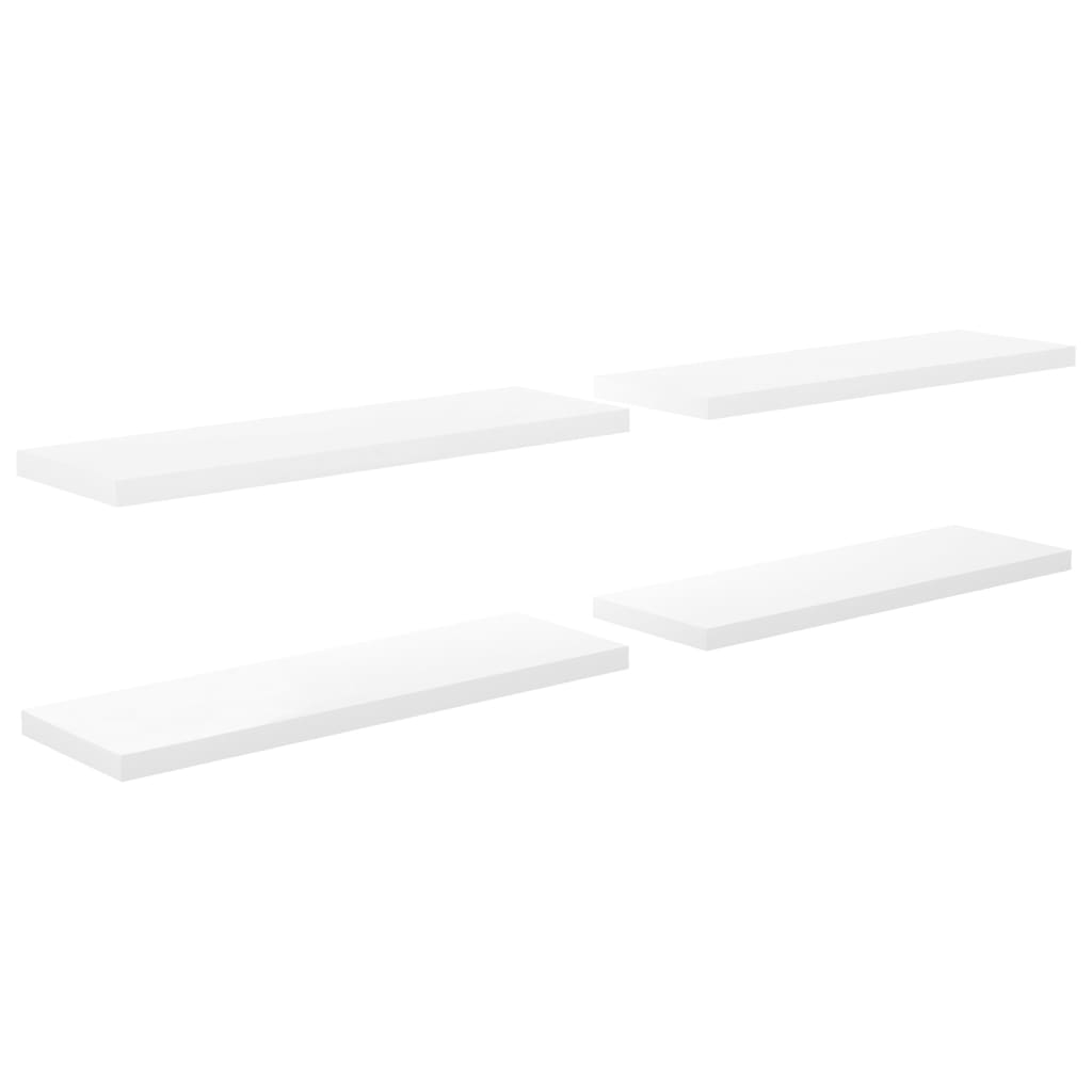 Flydende hylder 4 stk Højglans hvid 120x23,5x3,8 cm MDF