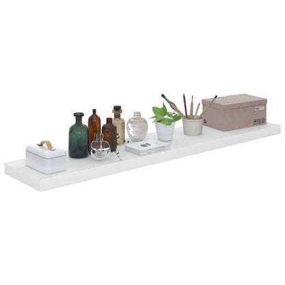 Flydende hylder 4 stk Højglans hvid 120x23,5x3,8 cm MDF