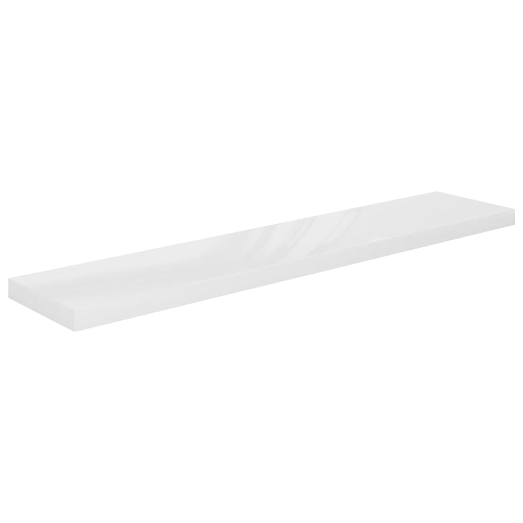 Flydende hylder 4 stk Højglans hvid 120x23,5x3,8 cm MDF