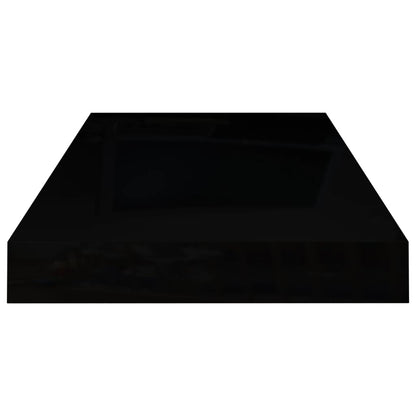 Schweberegale 2 Stk. Hochglanz-Schwarz 50x23x3,8 cm MDF