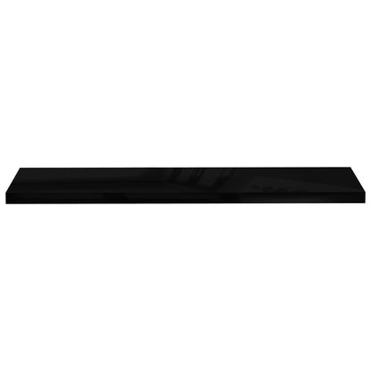 Schweberegale 2 Stk. Hochglanz-Schwarz 120x23,5x3,8 cm MDF