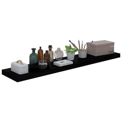 Flydende hylder 4 stk Højglans sort 120x23,5x3,8 cm MDF