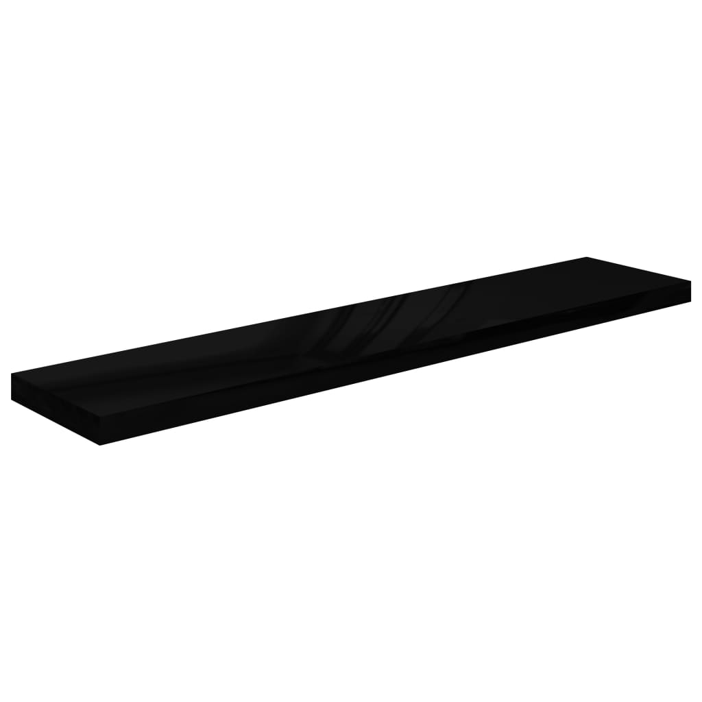 Flydende hylder 4 stk Højglans sort 120x23,5x3,8 cm MDF