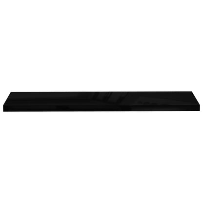 Flydende hylder 4 stk Højglans sort 120x23,5x3,8 cm MDF