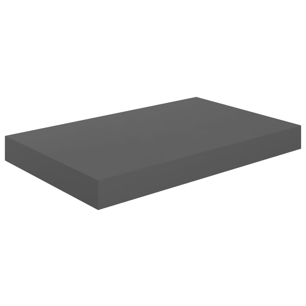 Flydende hylder 2 stk Grå højglans 40x23x3,8 cm MDF