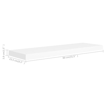 Schweberegale 2 Stk. Weiß 80x23,5x3,8 cm MDF