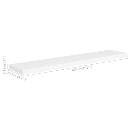 Schweberegale 2 Stk. Weiß 120x23,5x3,8 cm MDF