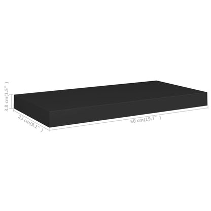 Schweberegale 2 Stk. Schwarz 50x23x3,8 cm MDF