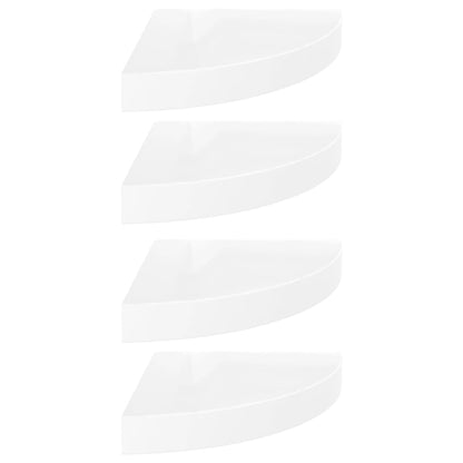 Schwebende Eckregale 4 Stk. Hochglanz-Weiß 25x25x3,8 cm MDF
