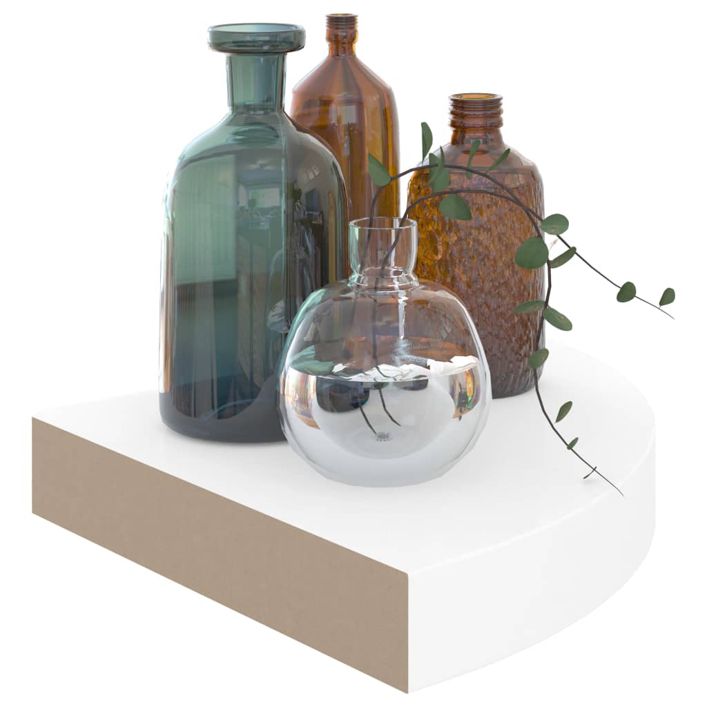 Schwebende Eckregale 4 Stk. Hochglanz-Weiß 25x25x3,8 cm MDF