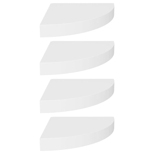 Eck-Schweberegale 4 Stk. Weiß 25x25x3,8 cm MDF
