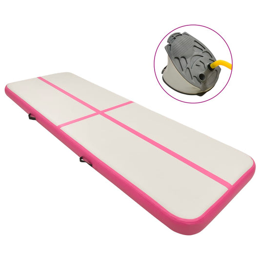 Oppustelig gymnastikmåtte med pumpe 500x100x15 cm PVC Pink