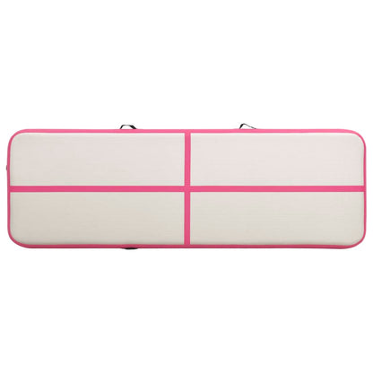 Oppustelig gymnastikmåtte med pumpe 500x100x15 cm PVC Pink