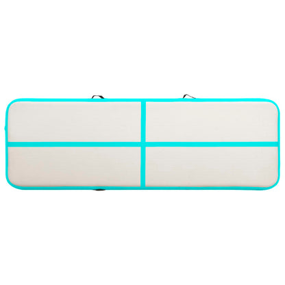Oppustelig gymnastikmåtte med pumpe 500x100x15 cm PVC Grøn