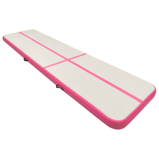 Oppustelig gymnastikmåtte med pumpe 600x100x15 cm PVC Pink