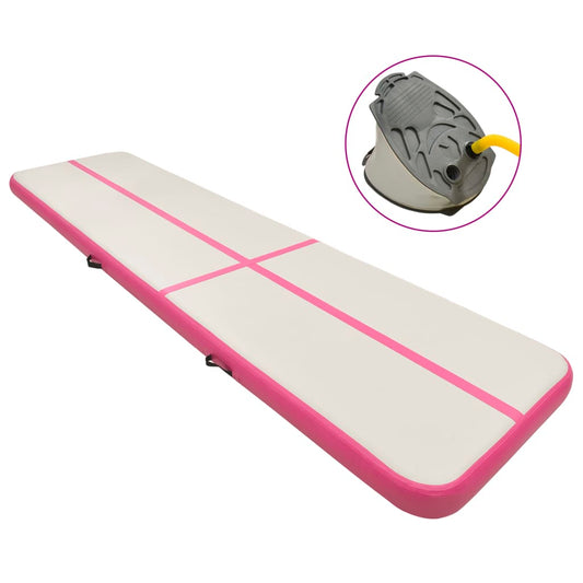 Oppustelig gymnastikmåtte med pumpe 800x100x15 cm PVC Pink